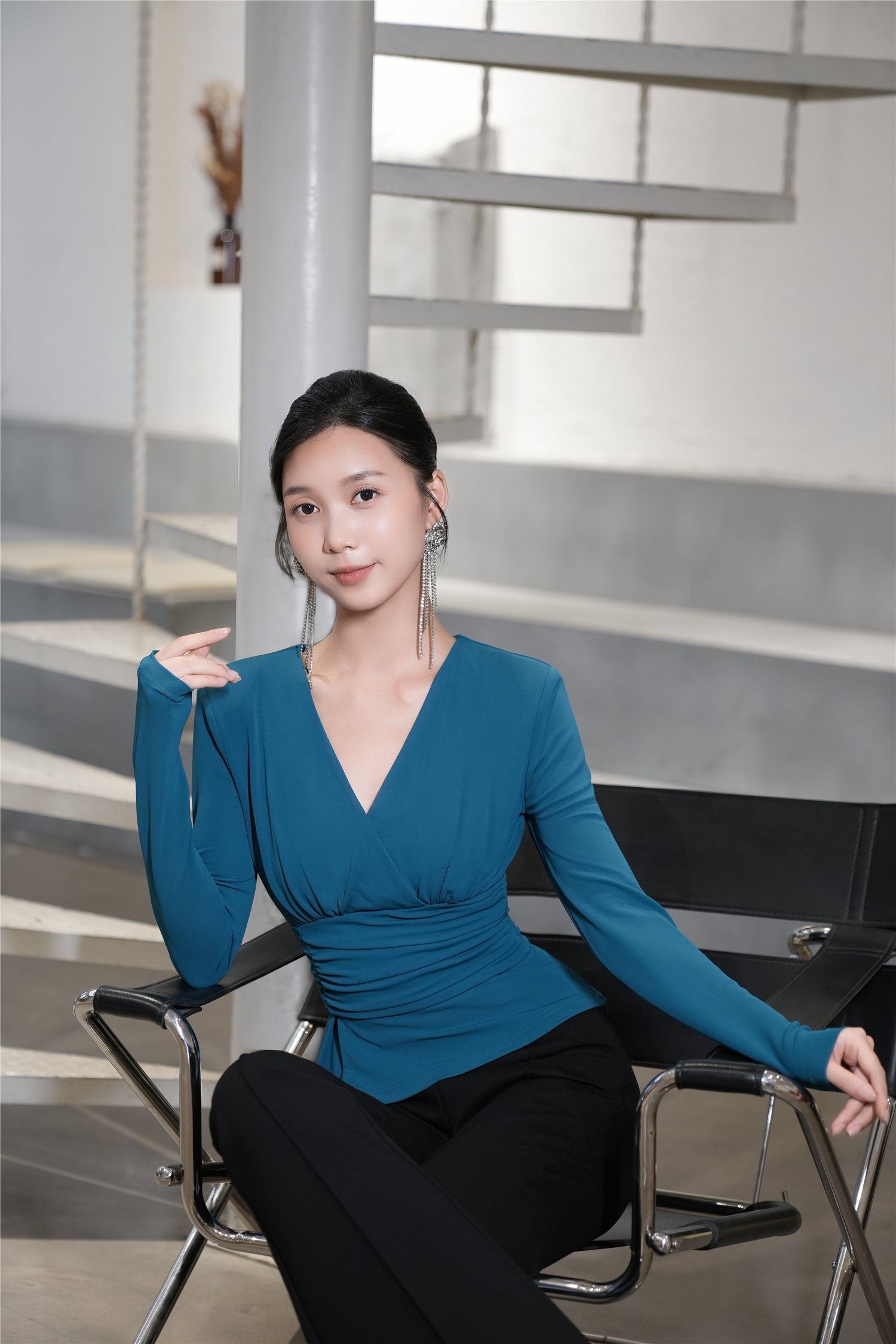 BESIONIA Elegant Vintage Style Pumped  Blouse