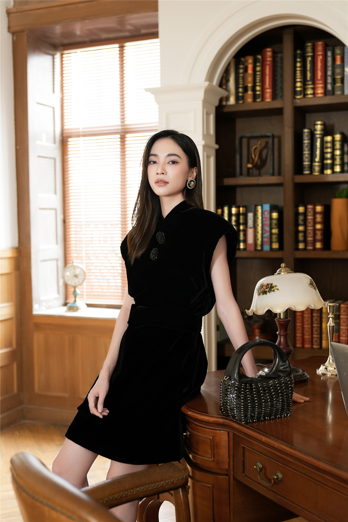 BESIONIA New Chinese Plate Button Elegant Wind Dress