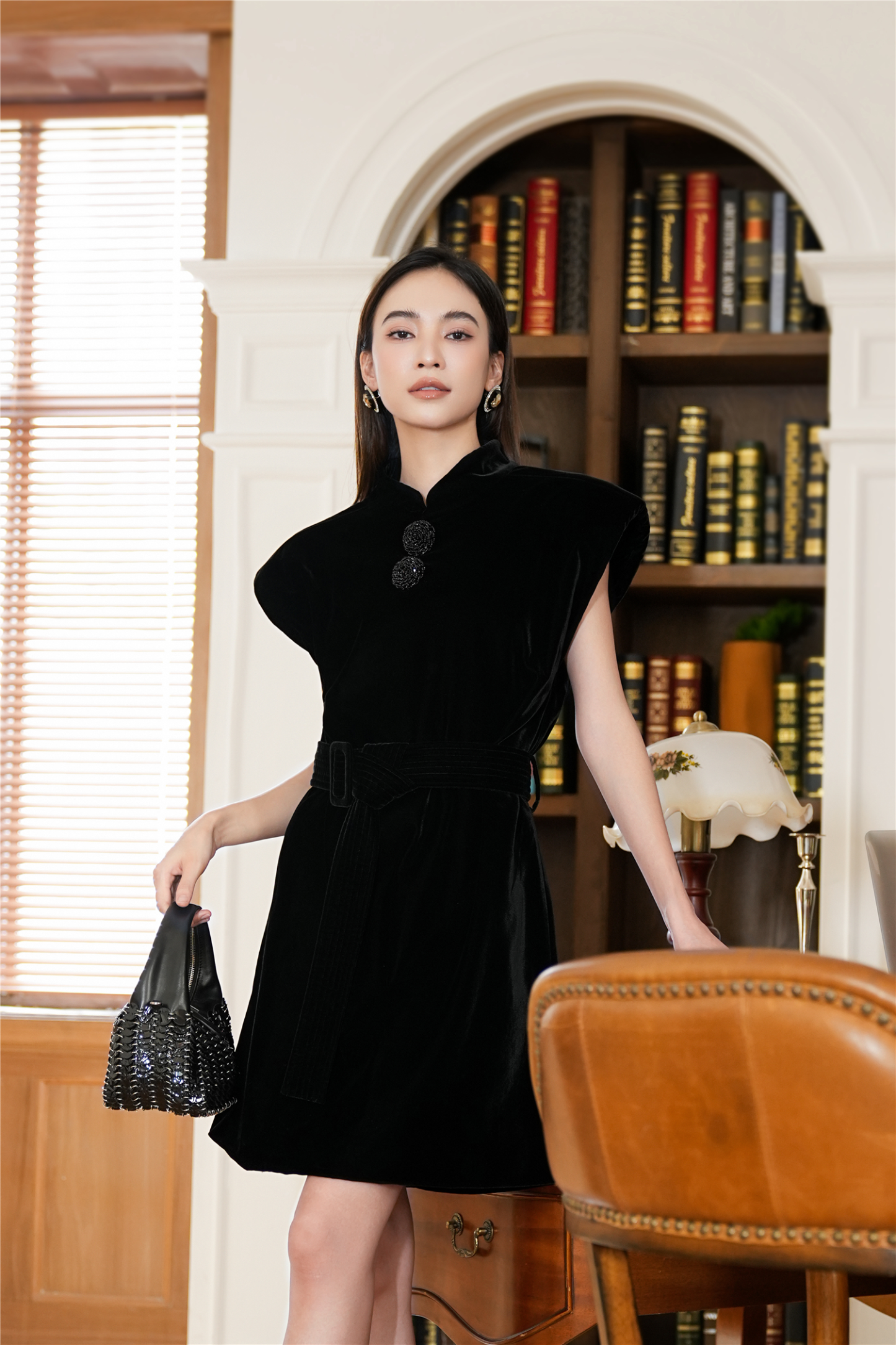 BESIONIA New Chinese Plate Button Elegant Wind Dress