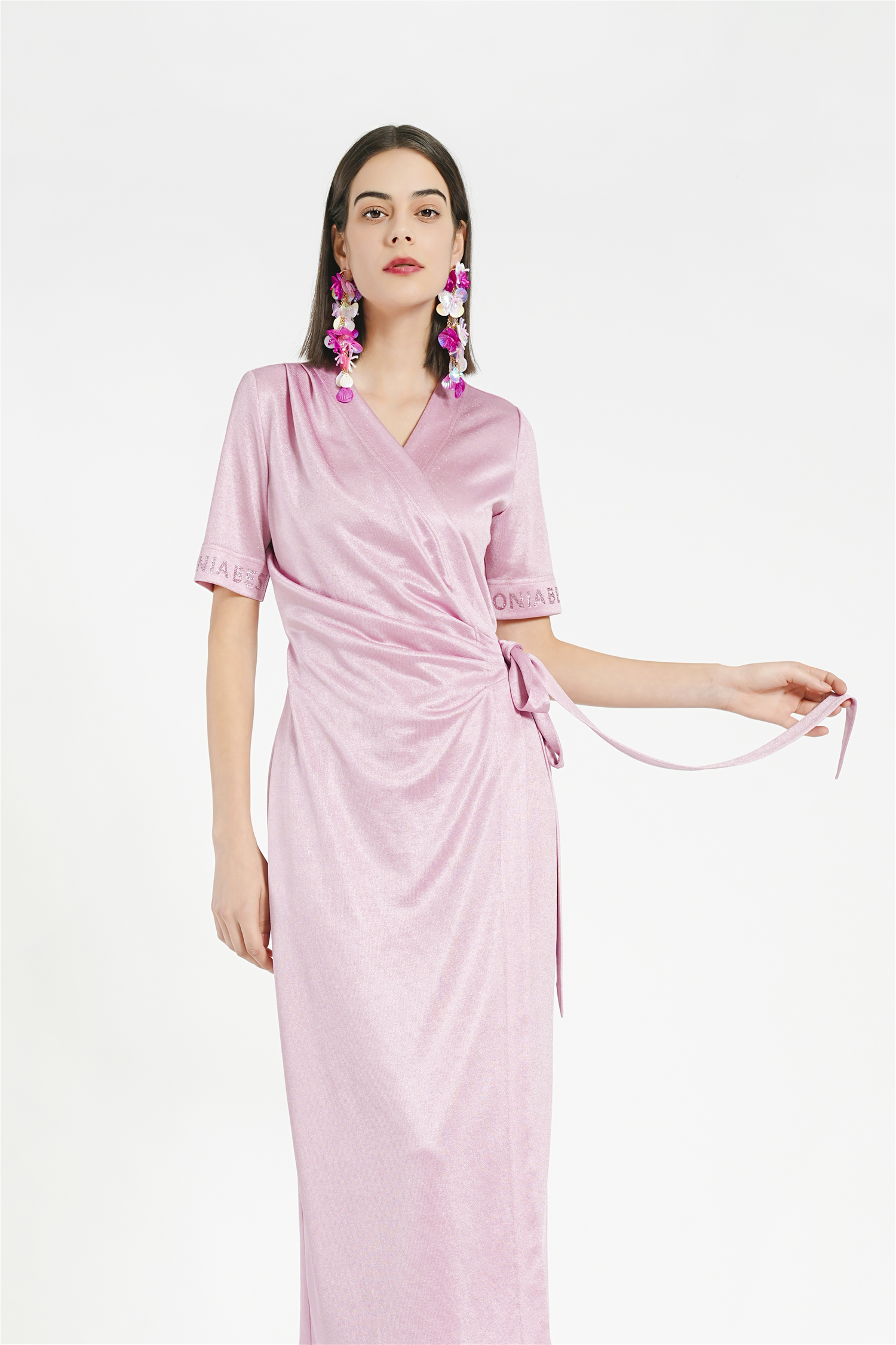 BESIONIA Elegant Lace-Up Dress