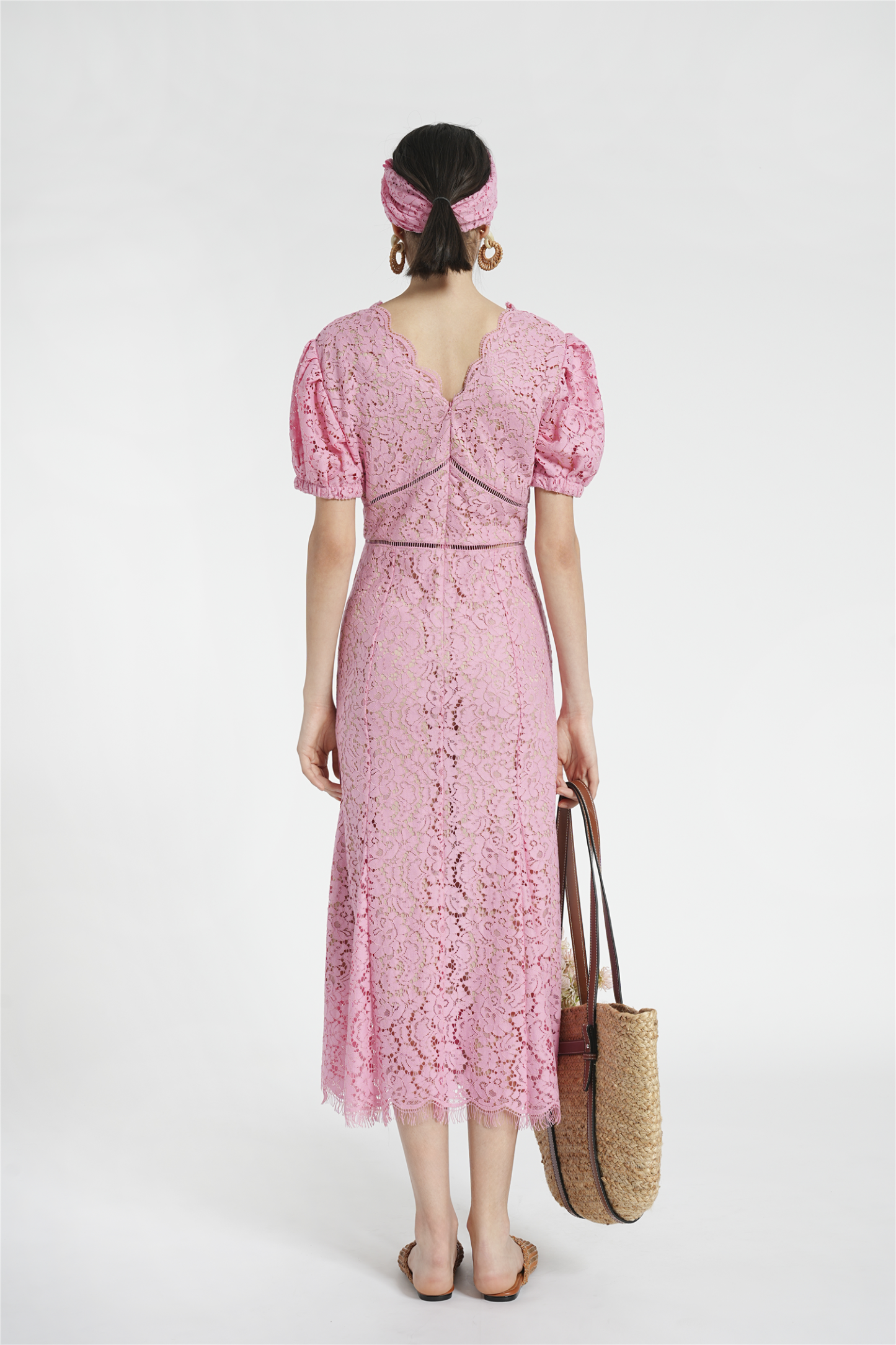BESIONIA Pink Lace Dress