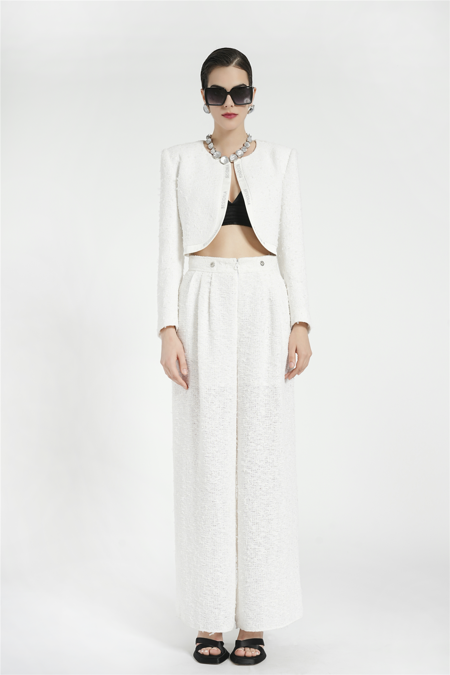 BESIONIA Tweed Airy Short Jacket