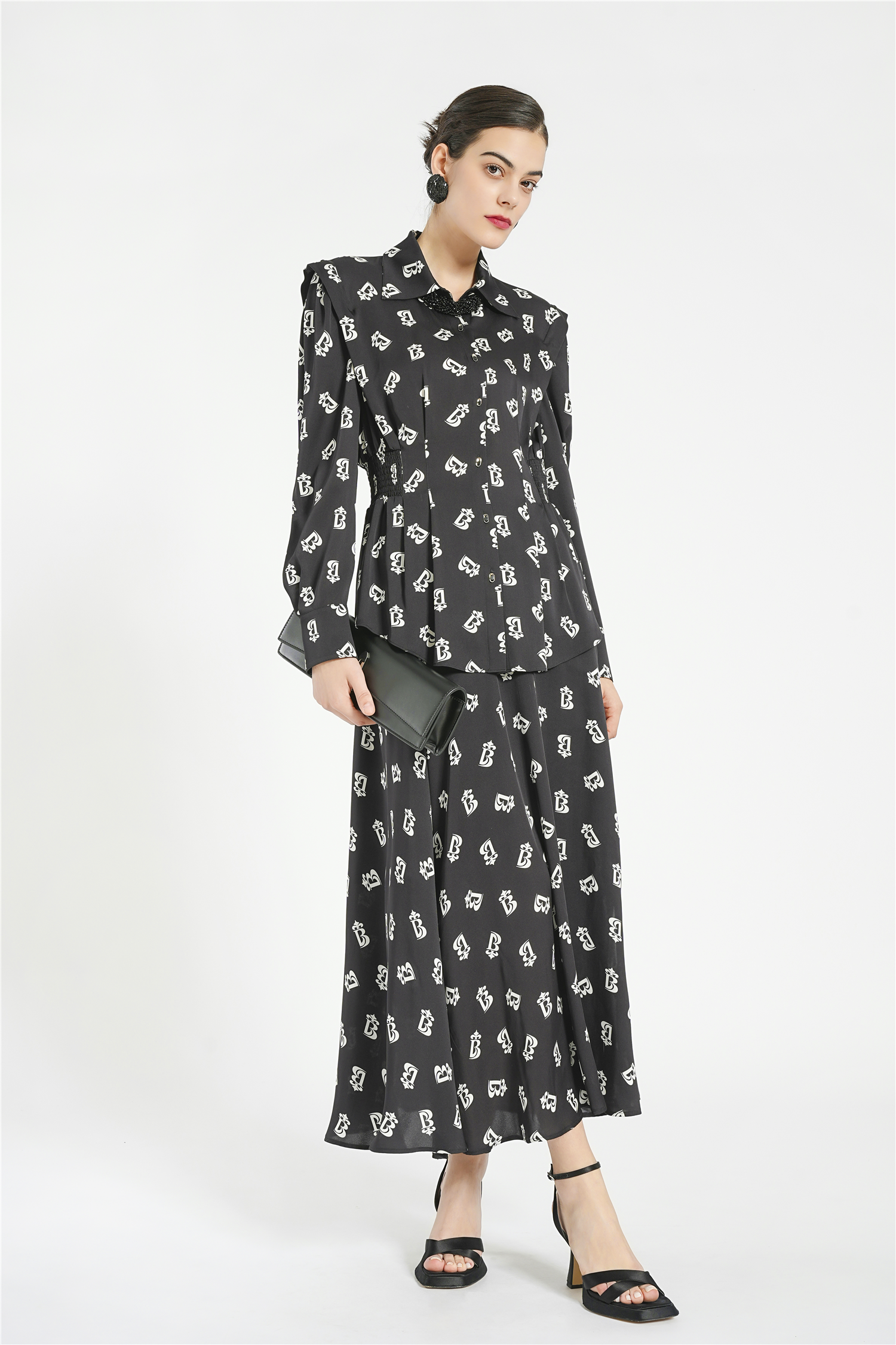 BESIONIA Mulberry Silk Alphabet Half-body Dress