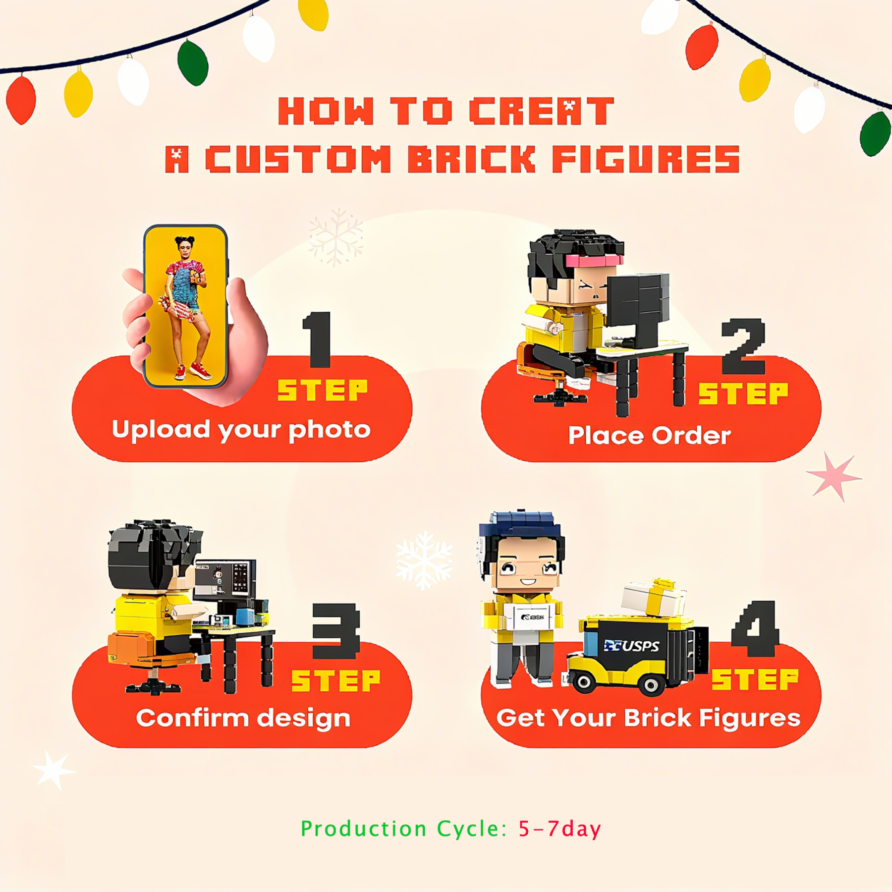 Custom Brick Mini Figures Photo Customizable Block Single Brick Figure Anniversary Gift for Couple