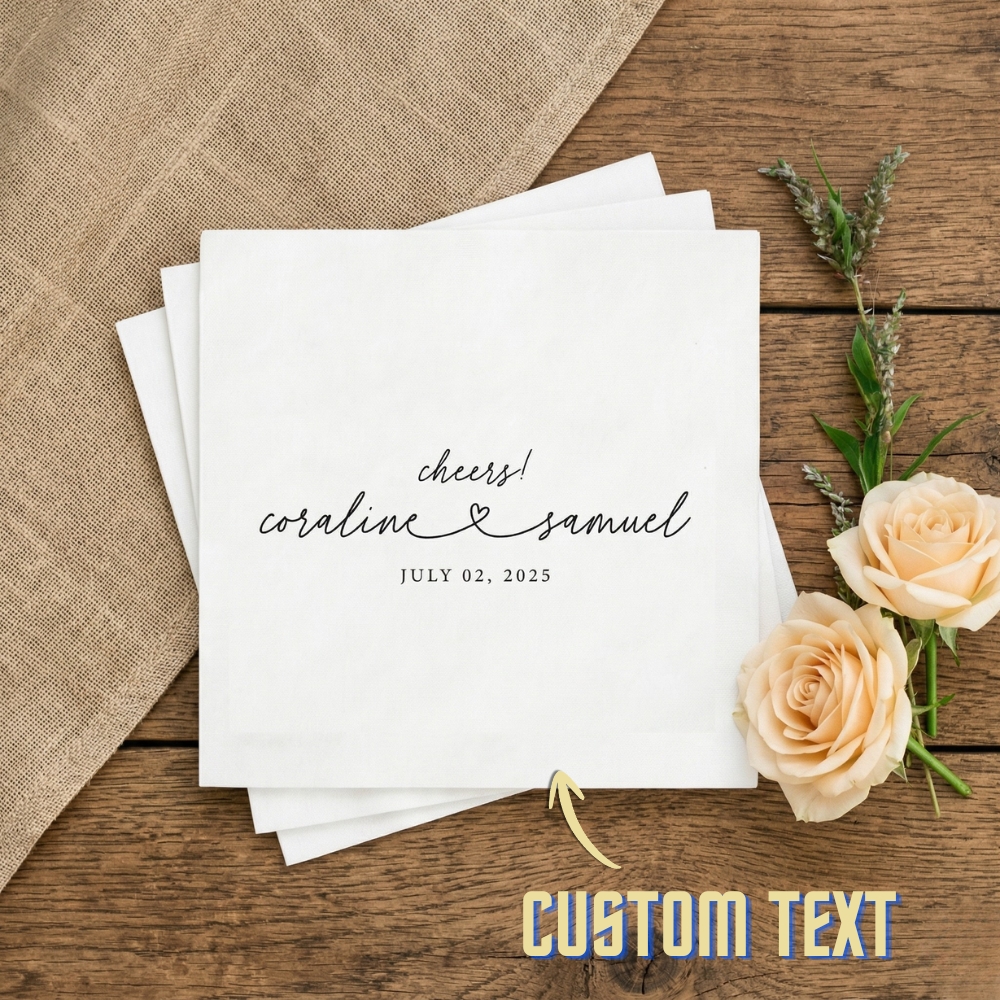 Personalized Wedding Napkins Custom Cocktail Napkins Dinner Napkins Bridal Shower Engagement Gifts for Wedding
