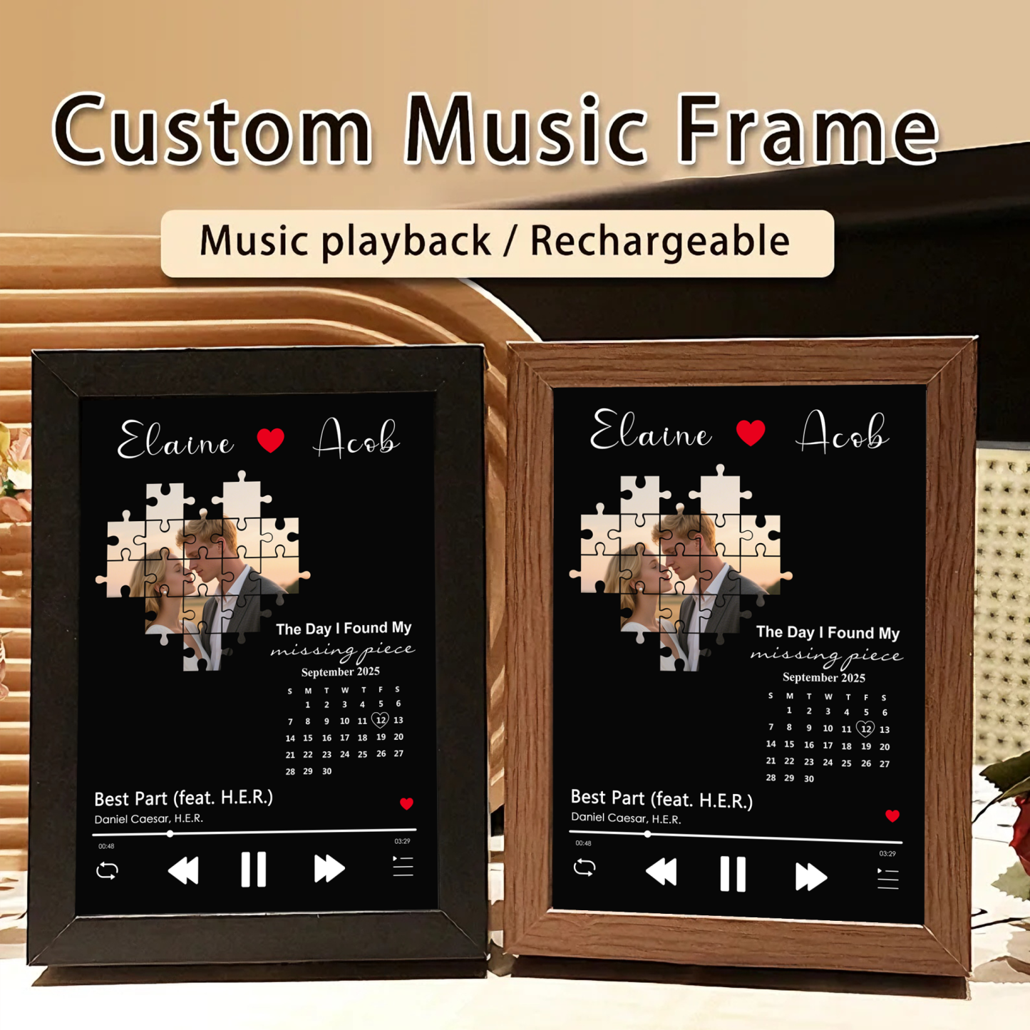 Photo Frame with Music Custom Whole Song Frame The Day I Found My Missing Piece Music Player