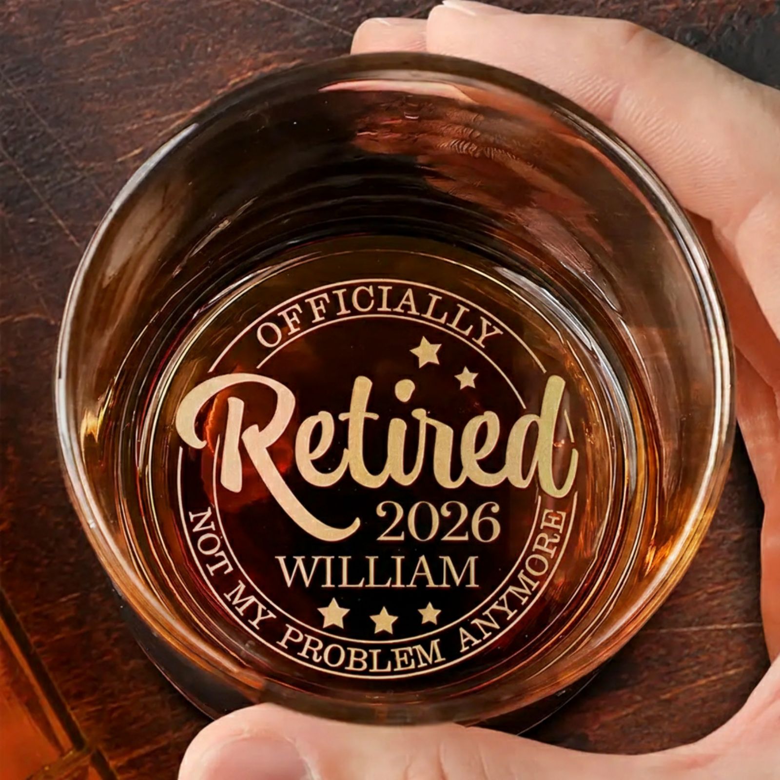Personalized Engraved Whiskey Glass Officially Retired Not My Problem Anymore Retirement Gifts