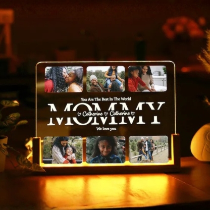 Personalized Mom LED Night Light with Custom Wooden Base Unique Mother's Day Gift from Daughter