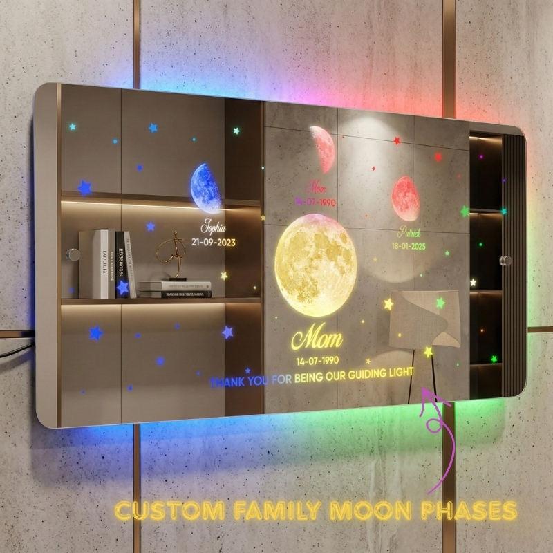Personalized Mom's Exclusive Galaxy Mirror Lamp Customized Moon Phases