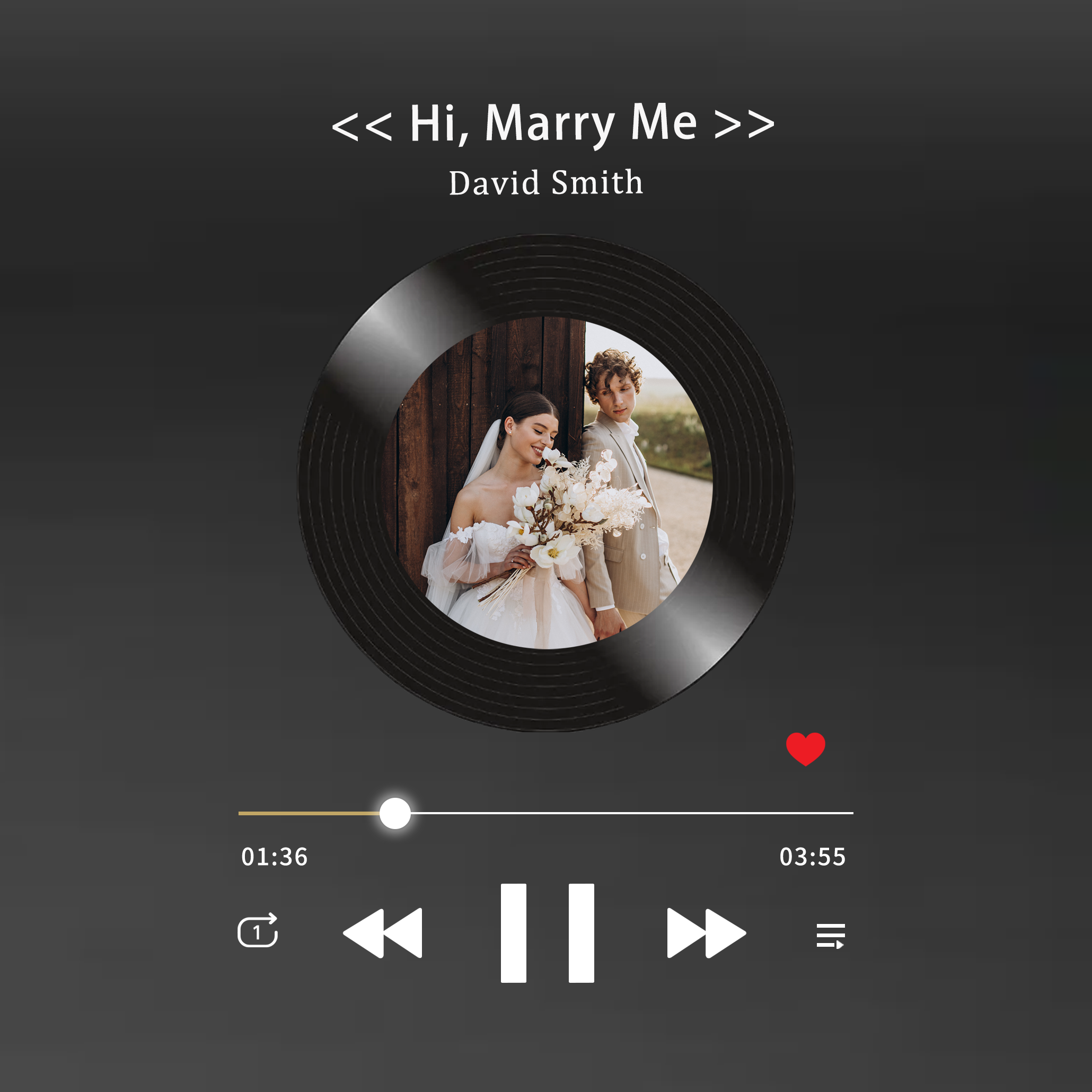 Custom Song Photo Frame with Music Album Cover Personalized Music Play