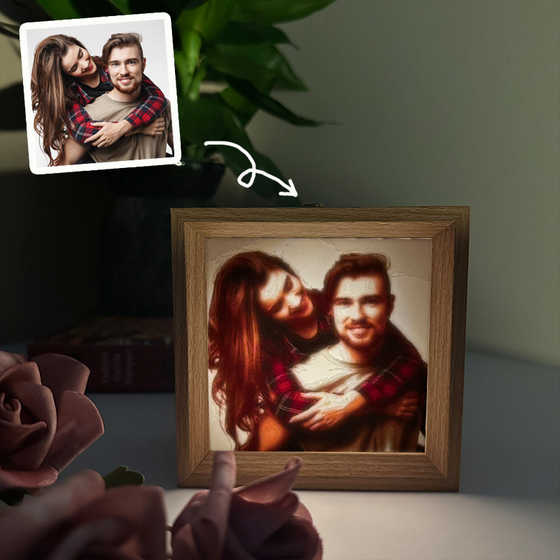 Custom 3D Printed Lithophane Photo Frame Lamp Personalized 3D Embossed Picture Night Light Unique Memorial Gift