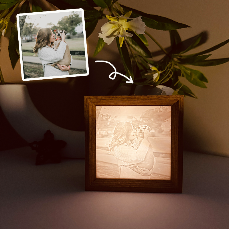 Custom 3D Printed Lithophane Photo Frame Lamp Personalized 3D Embossed Picture Night Light Unique Memorial Gift