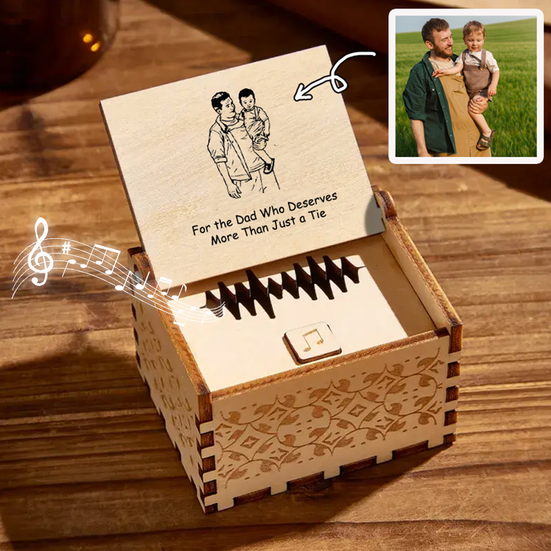 Father's Day Gifts Custom Photo and Song Digital Wooden Music Box Can Play Whole Song