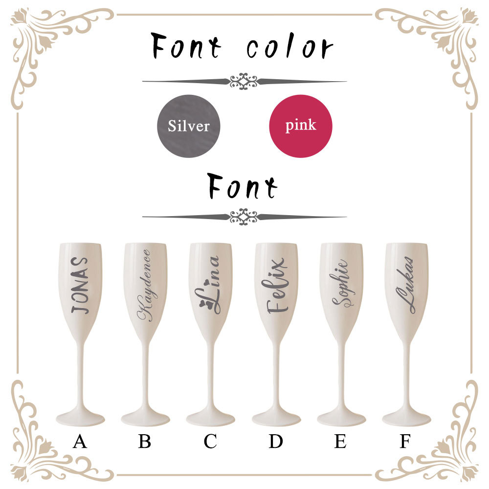 Personalize Name White Champagne Flutes Wedding Party Toasting Glasses Bridal Shower Wedding Glasses for Brides and Bridesmaids