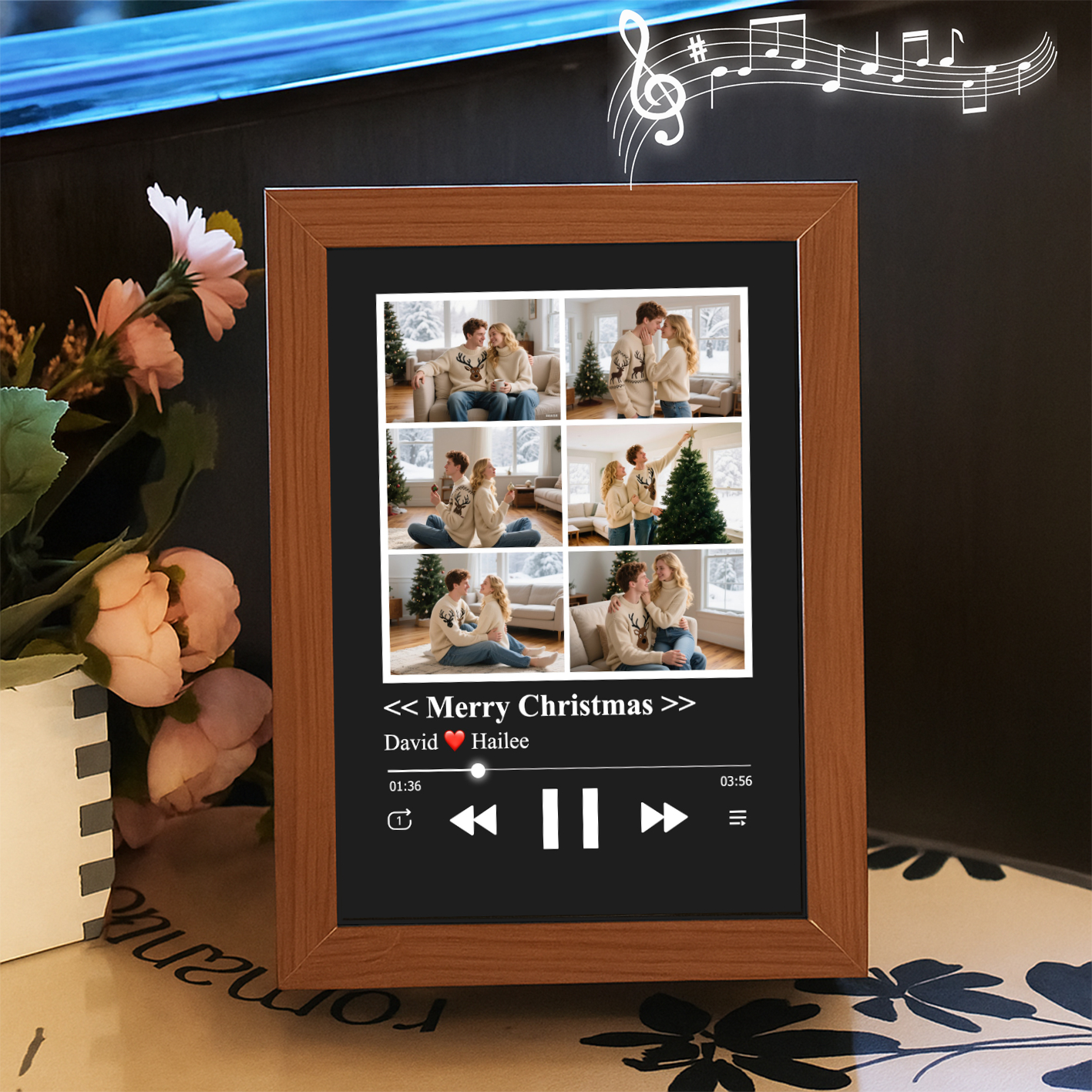 Christmas Gifts Collage Photo Frame with Music Custom Whole Song Frame Personalized Music Player (Can Play Whole Song)