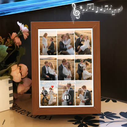 Christmas Gifts Collage Photo Frame with Music Custom Whole Song Frame Personalized Music Player (Can Play Whole Song)