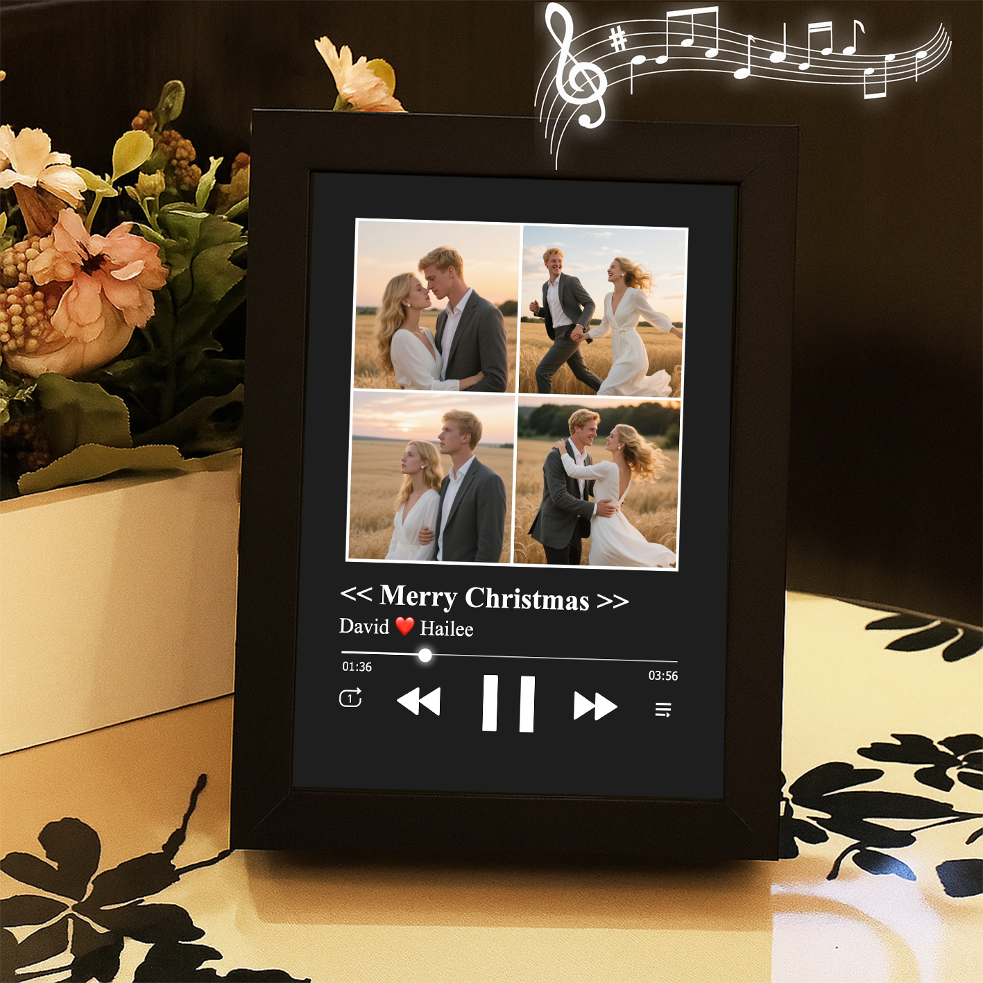 Christmas Gifts Collage Photo Frame with Music Custom Whole Song Frame Personalized Music Player (Can Play Whole Song)