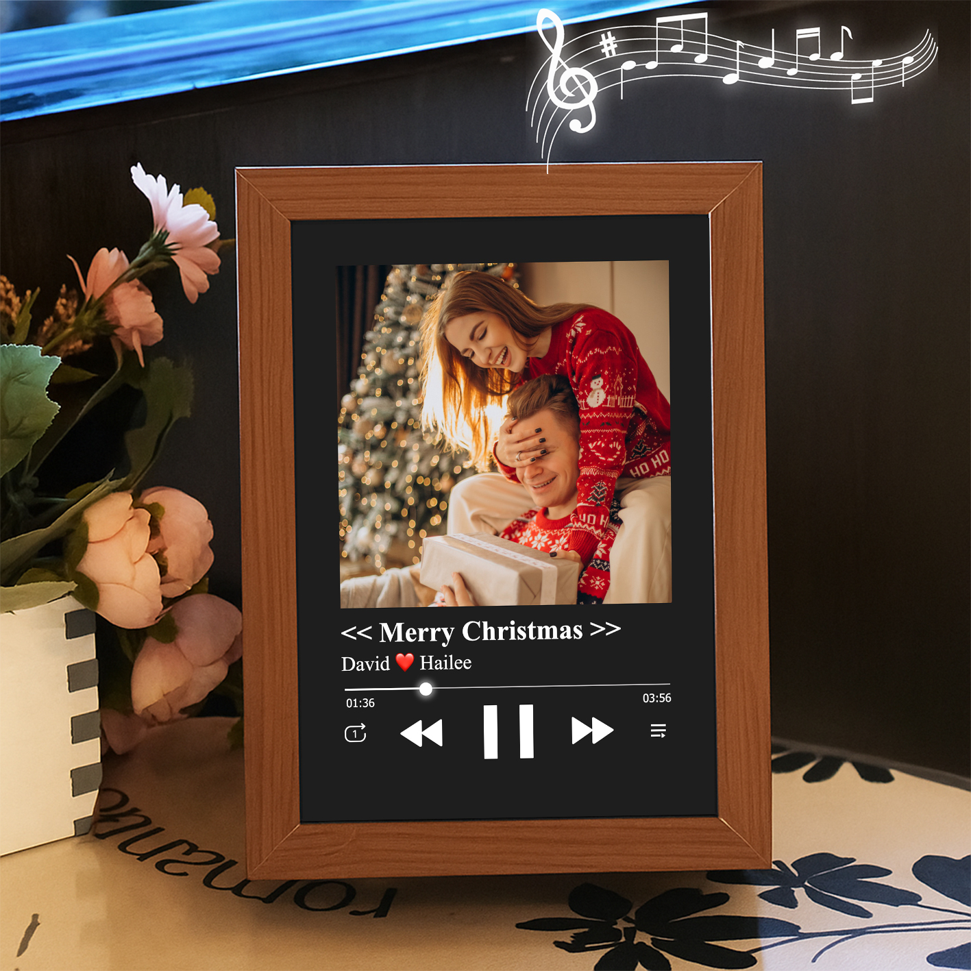 Christmas Gifts Collage Photo Frame with Music Custom Whole Song Frame Personalized Music Player (Can Play Whole Song)