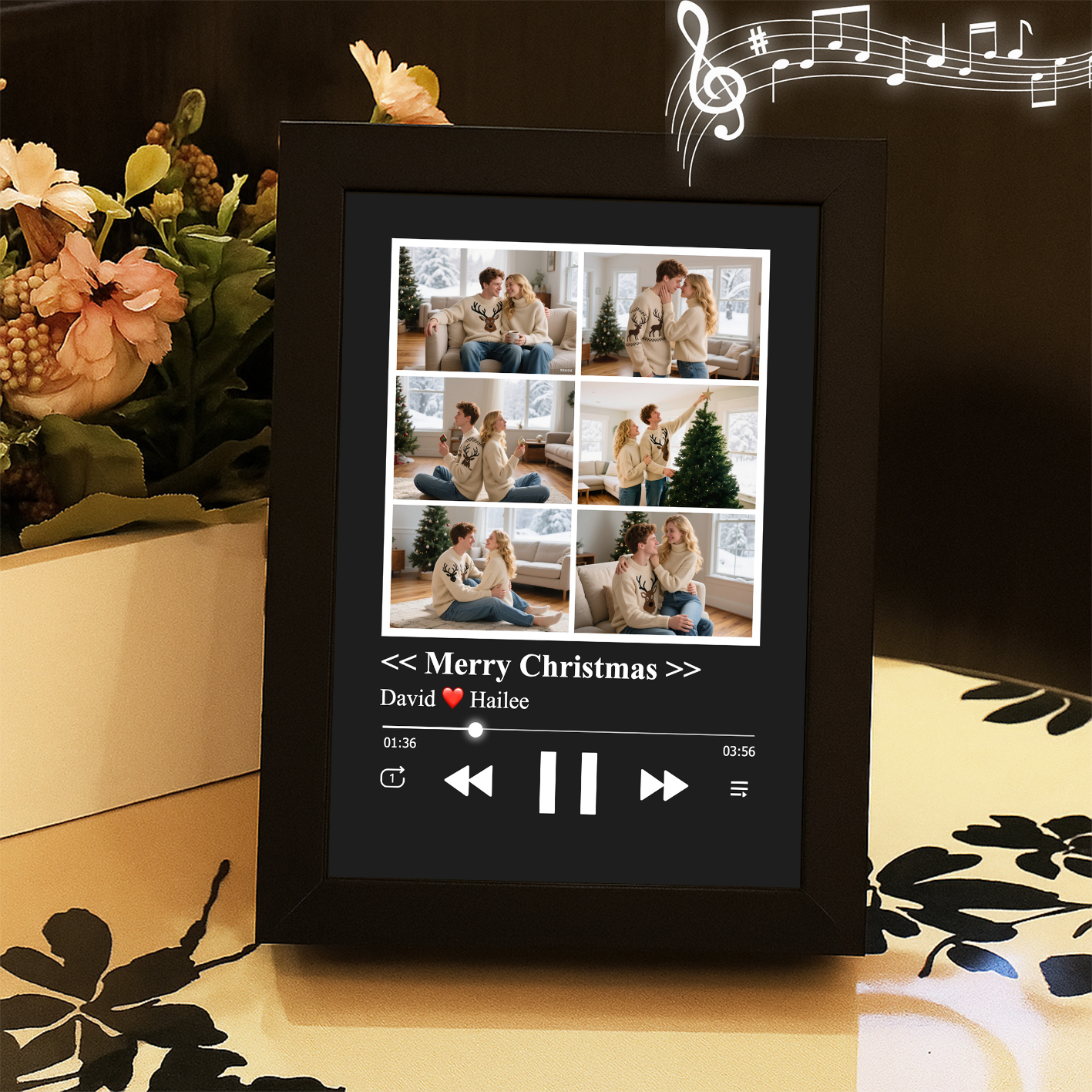 Christmas Gifts Collage Photo Frame with Music Custom Whole Song Frame Personalized Music Player (Can Play Whole Song)