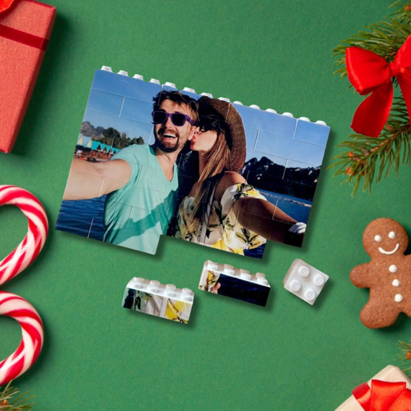 Custom Building Bricks Christmas Gifts for Couple Personalized Photo Block Love Puzzle Brick
