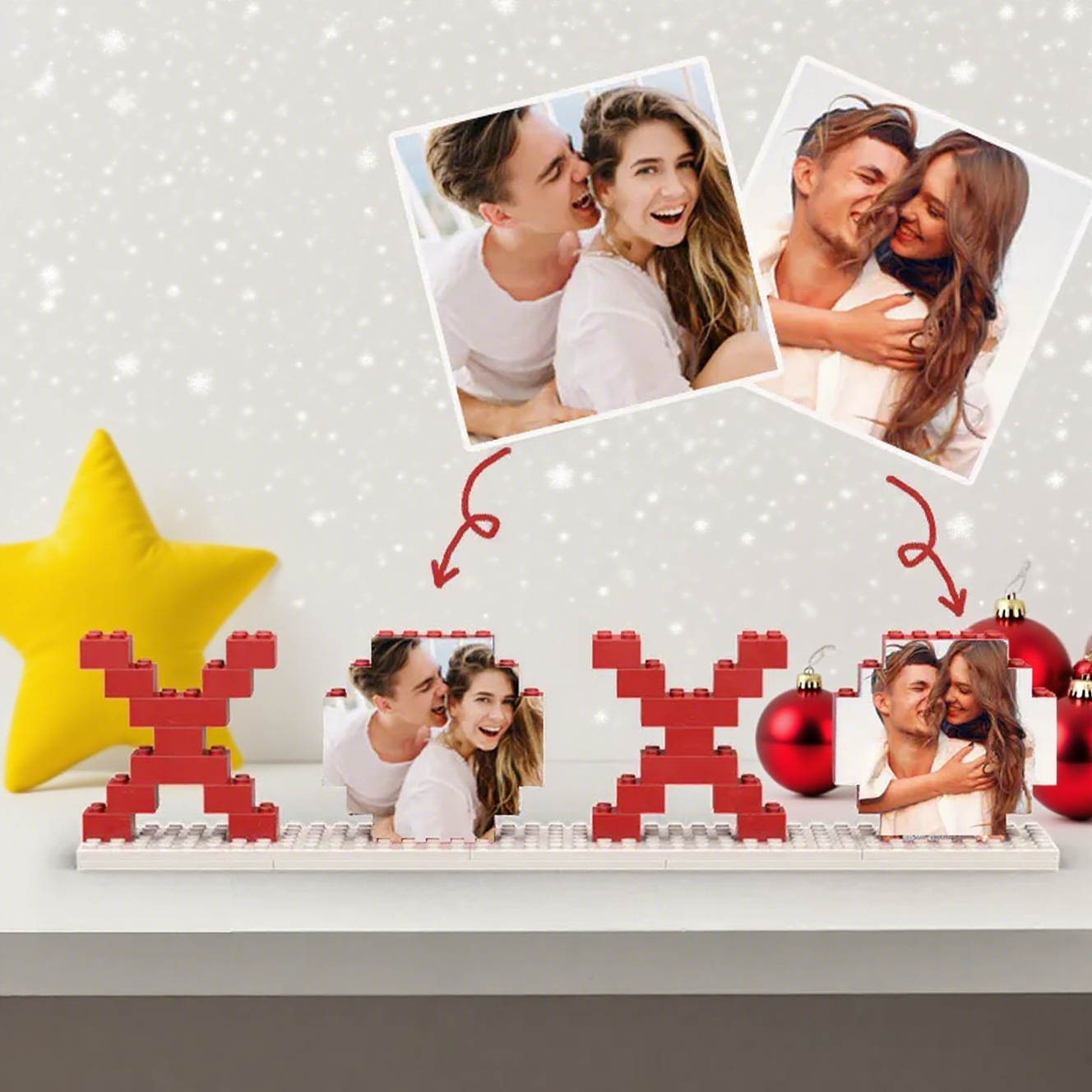 Custom Building Bricks Christmas Gifts for Couple Personalized Photo Block Love Puzzle Brick