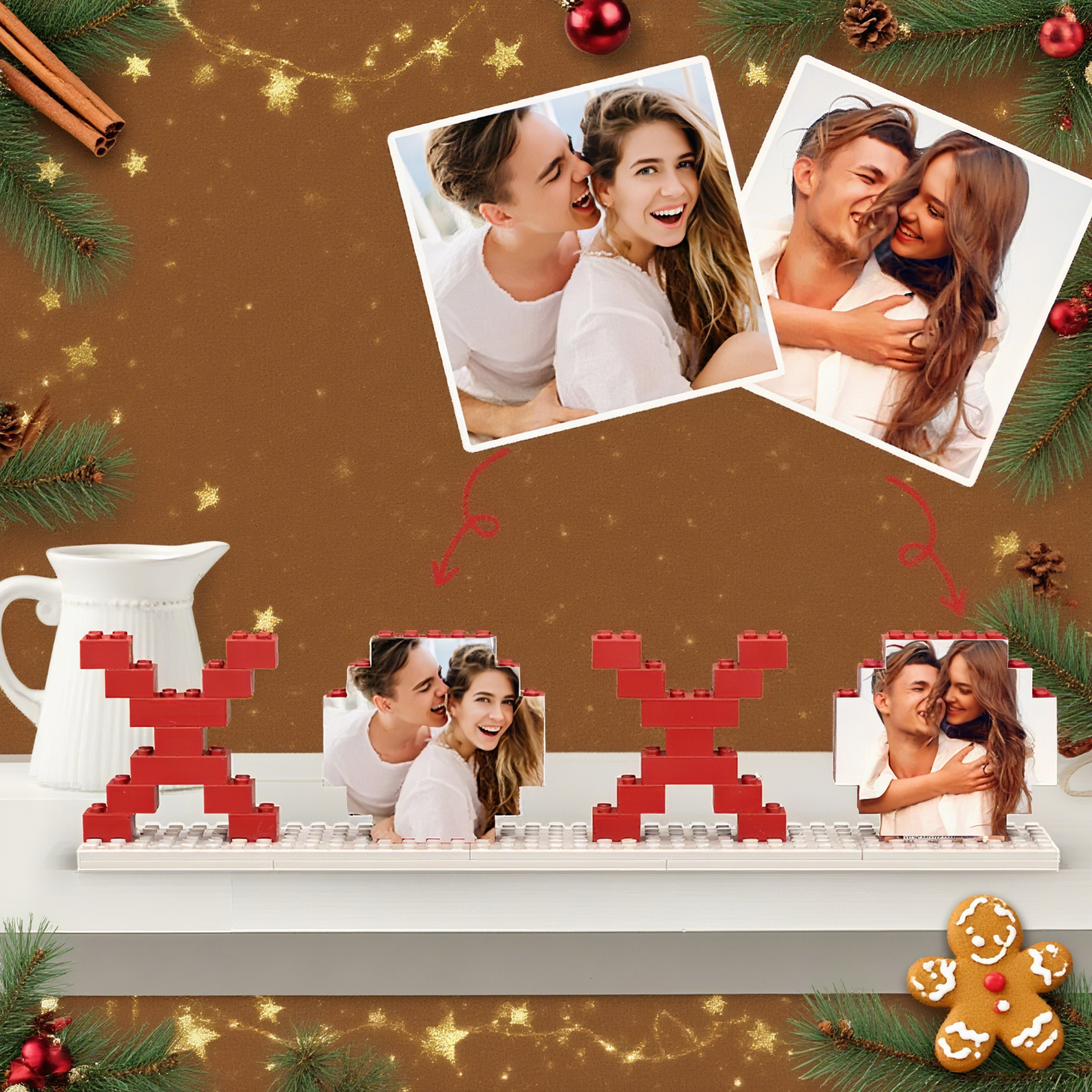Custom Building Bricks Christmas Gifts for Couple Personalized Photo Block Love Puzzle Brick