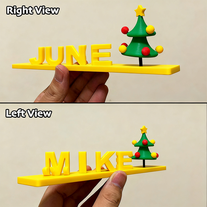 Custom Dual Name Illusion Love 3D Printed Personalized Double Flip Name Plate Double Sided Words Plate Christmas Gifts