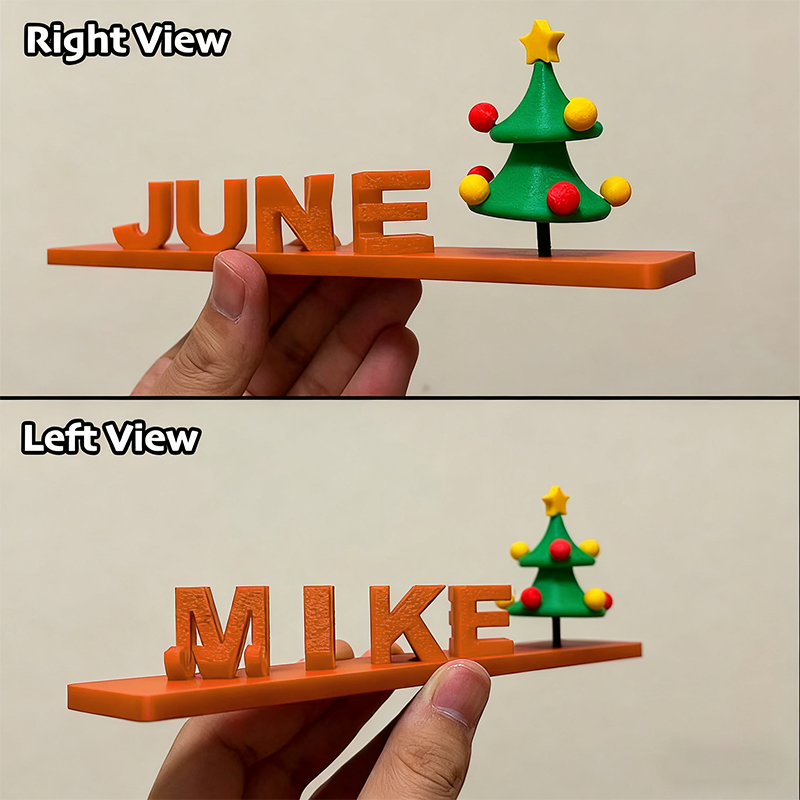 Custom Dual Name Illusion Love 3D Printed Personalized Double Flip Name Plate Double Sided Words Plate Christmas Gifts