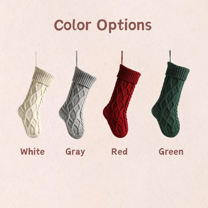 Personalized Embroidered Knit Christmas Stockings Ornament Knitted Sock Holiday Stockings with Name Christmas Gifts