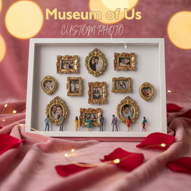 Museum of Us Frame Custom Miniature Retro Photo Frame Gallery Wooden Light Frame DIY Gift for Couple Valentine's Day Gifts