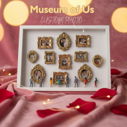 Museum of Us Frame Custom Miniature Retro Photo Frame Gallery Wooden Light Frame DIY Gift for Couple Valentine's Day Gifts