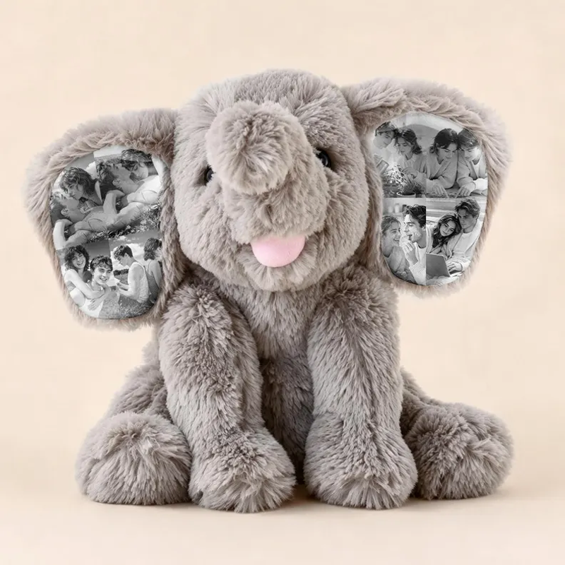 Personalized Photo Elephant Plush | Anniversary Gift for Couples