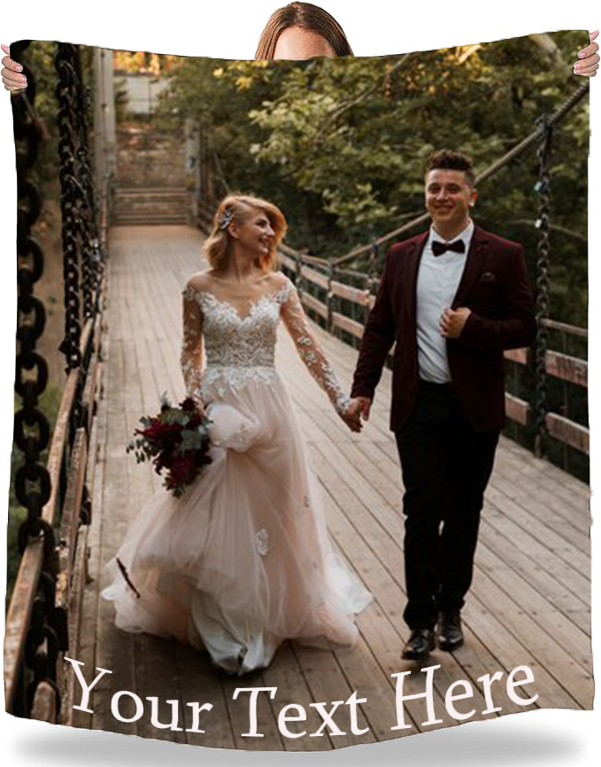 Custom Blanket with Photos and Text Personalized Wedding Pictures Throw Blankets Gifts for Couple