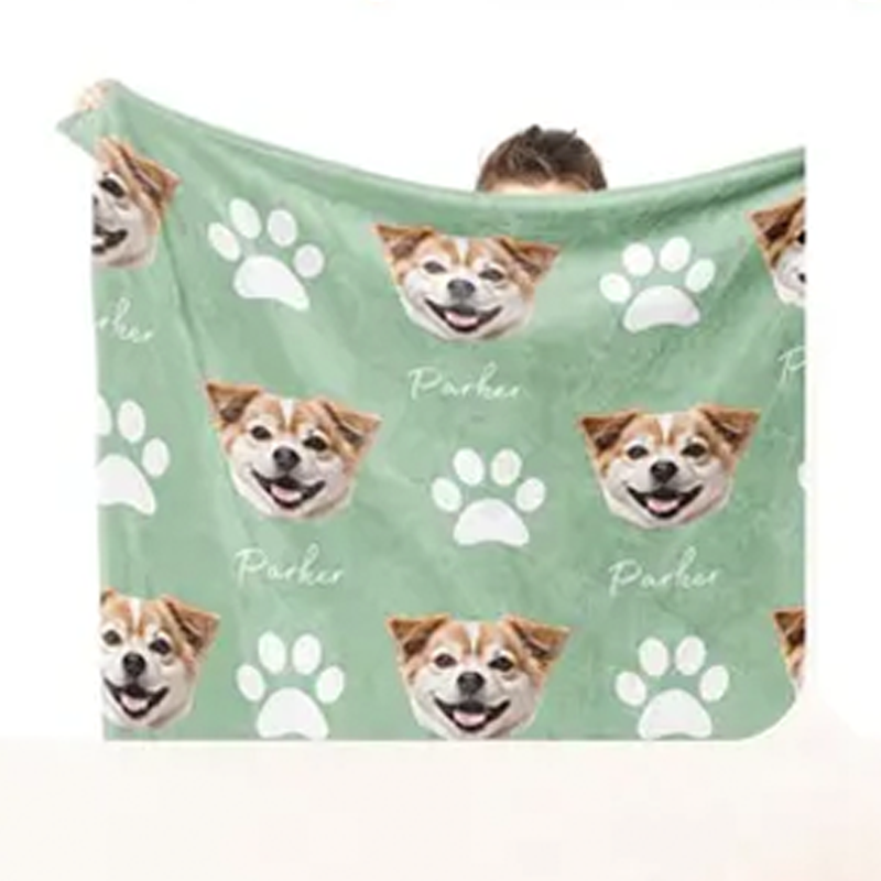 Personalized Pet Photo Blanket Custom Dog Face and Name Blankets Cat T