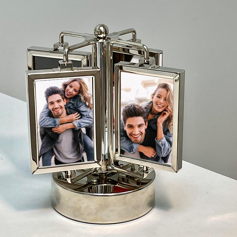 Personalized Couple Photo Rotating Album Custom Photo Metal Music Box Christmas Gift for Couple