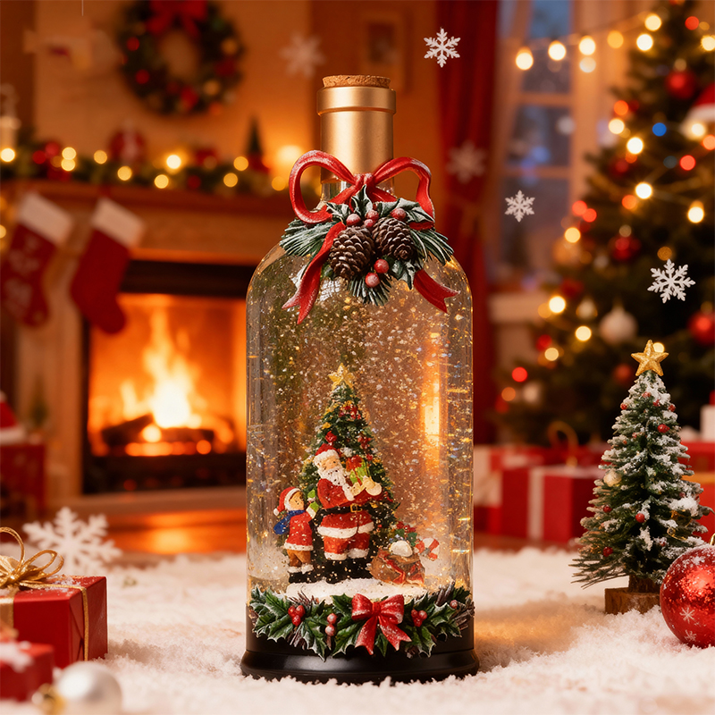 Christmas Drift Bottle Wine Bottle Music Box Snowflake Glowing Decoration Christmas Gift