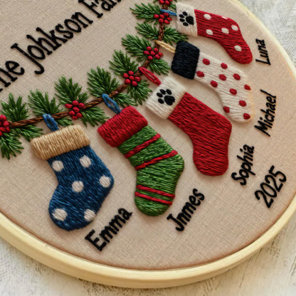 Personalized Family Names Embroidered Ornament Custom Our Family Ornament Christmas Holiday Keepsake First Christmas Embroidery Hoop Art