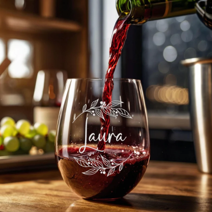 Custom Wedding Stemless Wine Glasses with Names&Date Engraved Cocktail Glasses Stemless Personalized Wedding Favor Gifts