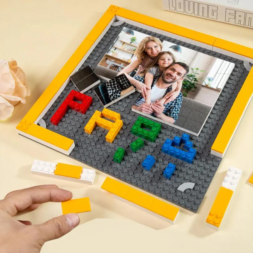 Personalized Photo Puzzle Building Blocks Father's Day Gifts Custom Dad and Papa Building Bricks Picture Frame Gift for Dad