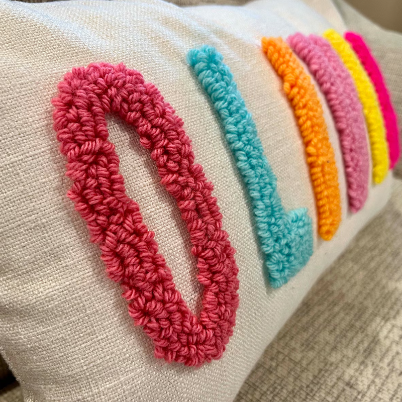 FINISHED Handmade Personalized Punch Needle Name Pillow Embroidered Pillow New Baby Gift Christmas Gifts