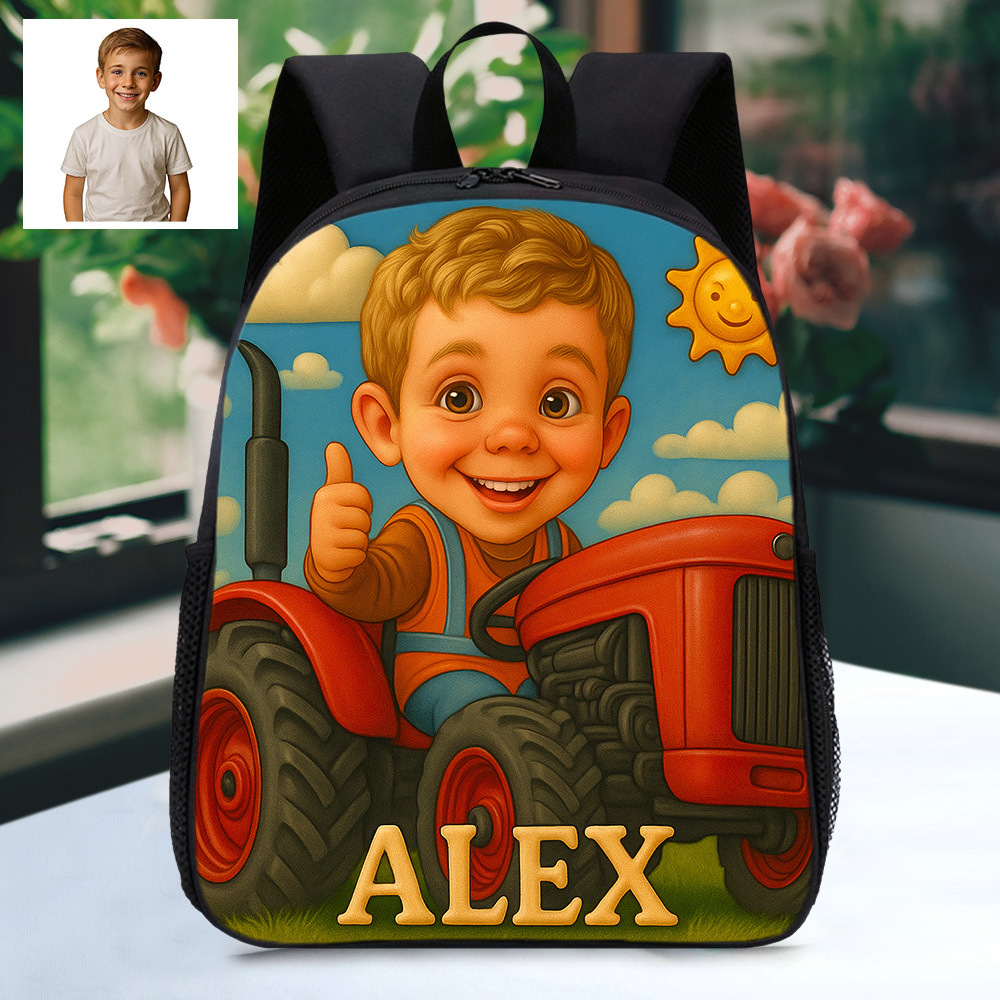 Custom Name and Photo Cartoon Backpack Profession Personalized School Bag Back to School Gift