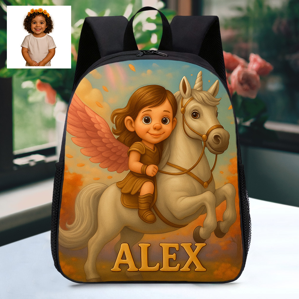 Custom Kids Backpack with Personalized Cartoon Image and Name Unique Space Adventure School Bag for Kids
