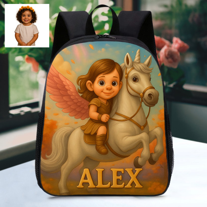Custom Kids Backpack with Personalized Cartoon Image and Name Unique Space Adventure School Bag for Kids