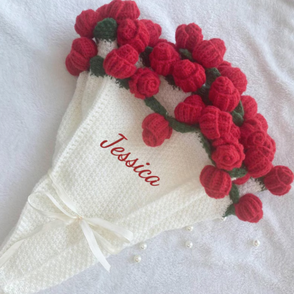 Handmade Finished Crochet Flower Blanket Bouquet Rose Knitted Bouquet Ready Made Throw Christmas Gift