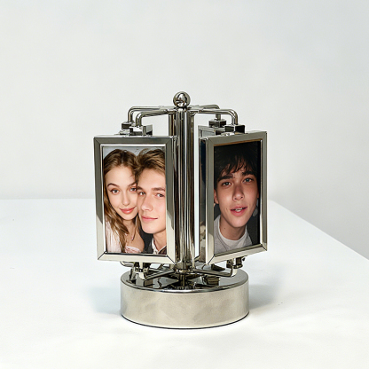 Personalized Couple Photo Rotating Album Custom Photo Metal Music Box Christmas Gift for Couple