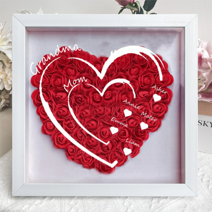 Personalized Flower Shadow Box Custom Name & Text Heart Rose Frame Decorations Mother's Day Gifts
