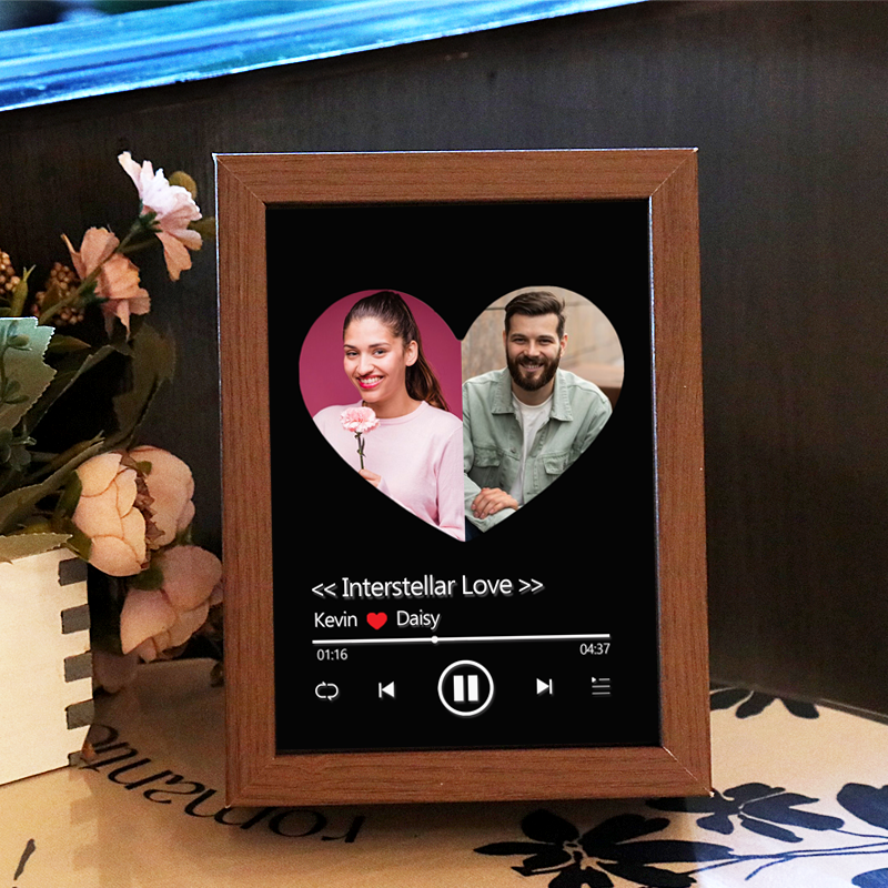 Personalized AI Kissing Video Photo Frame with Custom Whole Song AR Frame Personalized Music Player (Can Play Whole Song)