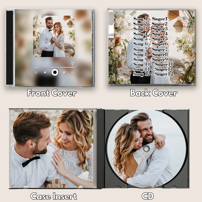 Personalized Photo CD Mixtape 12 Songs Playlist with Custom Songs Jewel Case CD Artwork Gifts