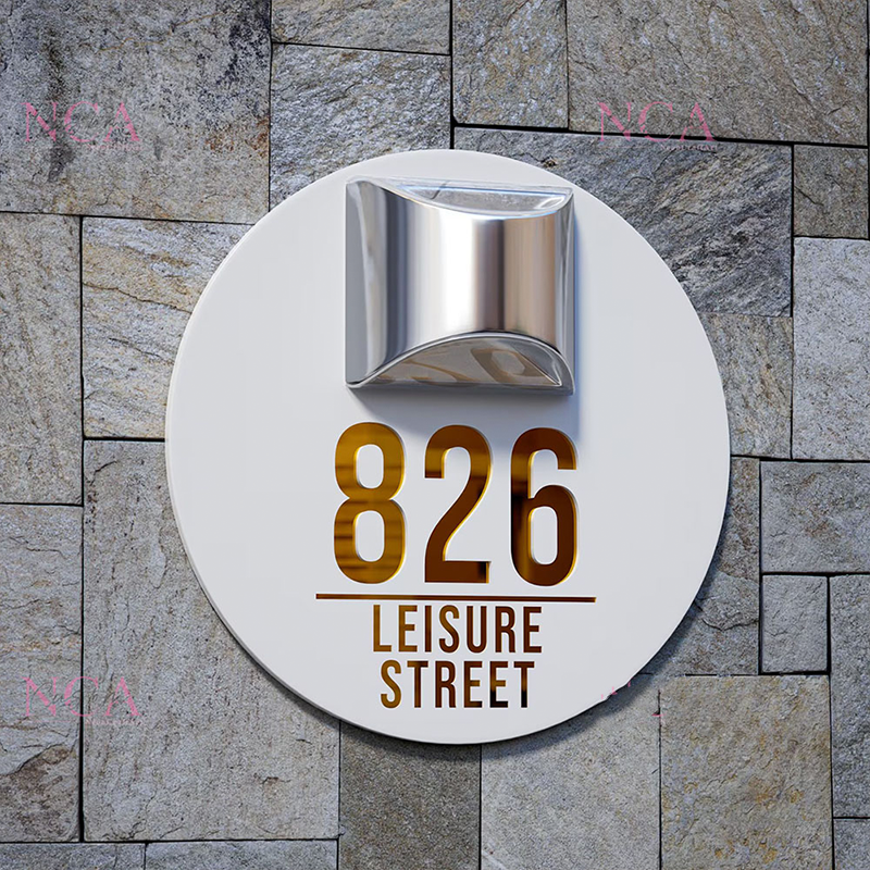 Custom Number and Address Solar LED Address Sign Weatherproof Door Number Plaque for House Front Yard Wall Gate Outdoor Display