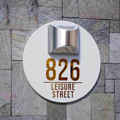 Custom Number and Address Solar LED Address Sign Weatherproof Door Number Plaque for House Front Yard Wall Gate Outdoor Display